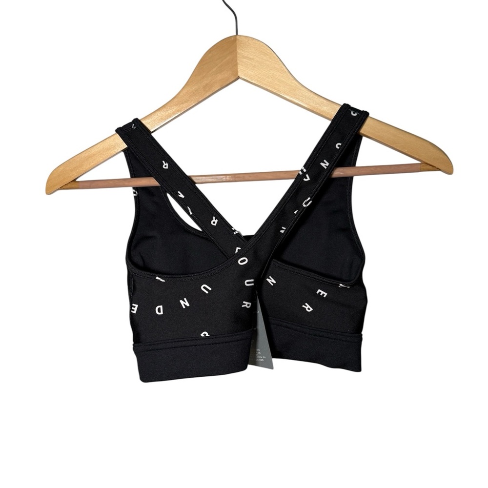 NWT Under Armour Mid Crossback Mash Up Print Sports Bra - Black/White - Picture 4 of 7